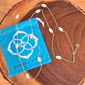 *Rare* Kendra Scott Kelsie Kellie Station Necklace Ivory Mother of Pearl Gold